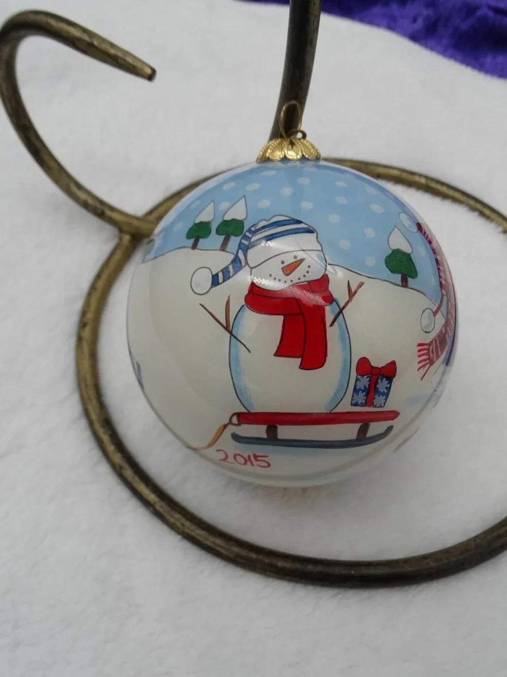 Pier 1 Snowman and Kids Li Bien Christmas Ornament 2015 with Box